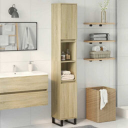 Walplus Bathroom Cabinet Sonoma Oak 30X30X190Cm Engineered Wood - thumbnail 3