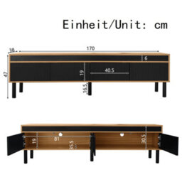 Btm Tv Cabinet, Tv Table, Tv Panel, Low Cabinet With Three Doors. Fine Texture. Black And Wood Color. - thumbnail 5