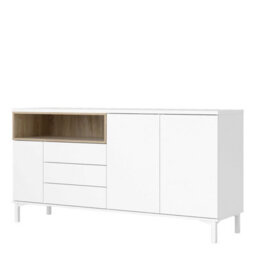 Wyld Haus Indigo Sideboard 3 Drawers 3 Doors White And Natural Oak Effect - thumbnail 5