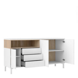 Wyld Haus Indigo Sideboard 3 Drawers 3 Doors White And Natural Oak Effect - thumbnail 6
