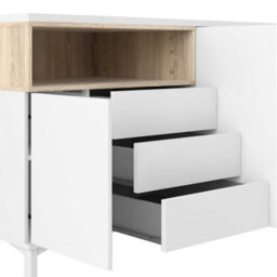 Wyld Haus Indigo Sideboard 3 Drawers 3 Doors White And Natural Oak Effect - thumbnail 8