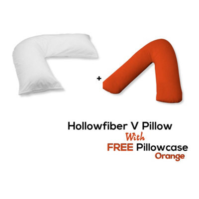 Chilimilii V Pillow With Free V Pillowcase Polycotton Cover Orthopedic Neck & Back Support Hollowfiber Filled Pillow