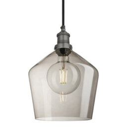 Industville Brooklyn Glass Schoolhouse Pendant Light - 10 Inch, Mocha Glass, Pewter Pendant Holder - thumbnail 1