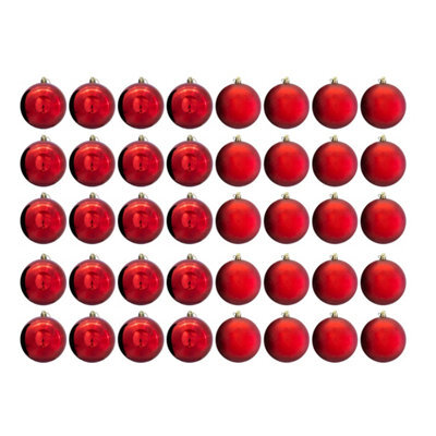 Christmas Tree World 8Cm Red Bauble Set Shiny/matt (40 Pc) - image 1