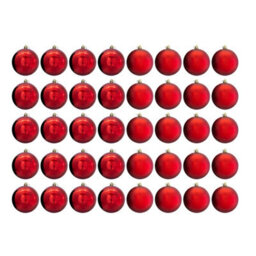 Christmas Tree World 8Cm Red Bauble Set Shiny/matt (40 Pc) - thumbnail 1