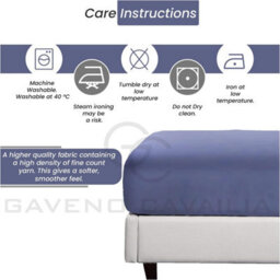 Gc Gaveno Cavailia Percale Deep Fitted Sheet Super King Navy Extra Deep Pocket 16 Inch (40 Cm) - thumbnail 4