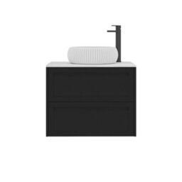Royal Bathrooms Royal Bathroom Elmore 700mm Matt Nocturne Black Wall Mounted Countertop Bathroom Vanity Unit 2 Drawer With Milan Basin - thumbnail 7