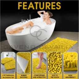 Gc Gaveno Cavailia Infinity Loop 2 Piece Bath Mat Set Ochre Super Absorbent Non Slip Shower Mat - thumbnail 3