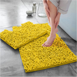 Gc Gaveno Cavailia Infinity Loop 2 Piece Bath Mat Set Ochre Super Absorbent Non Slip Shower Mat