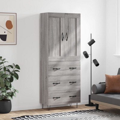 Berkfield Highboard Grey Sonoma 69.5X34X180 Cm Engineered Wood - image 1