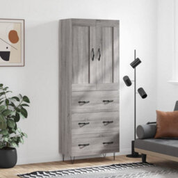 Berkfield Highboard Grey Sonoma 69.5X34X180 Cm Engineered Wood - thumbnail 1
