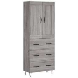 Berkfield Highboard Grey Sonoma 69.5X34X180 Cm Engineered Wood - thumbnail 2