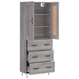 Berkfield Highboard Grey Sonoma 69.5X34X180 Cm Engineered Wood - thumbnail 4
