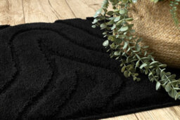 RugsX Bathroom Rug Supreme Waves, Non-Slip, Soft - Black  60X100 Cm - thumbnail 5