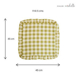 Anna Michelle Designs Checked Cotton Cushion Cover With Frill Lively Green With Pad - thumbnail 3