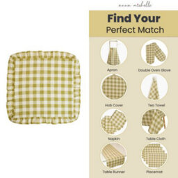 Anna Michelle Designs Checked Cotton Cushion Cover With Frill Lively Green With Pad - thumbnail 4