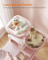 Songmics Multi-Tier Cat Tower, Cat Tree, Tall Cat Tower, Plush Cat Condo With Scratching Posts And Ramp, Jelly Pink - thumbnail 3