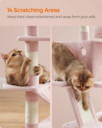 Songmics Multi-Tier Cat Tower, Cat Tree, Tall Cat Tower, Plush Cat Condo With Scratching Posts And Ramp, Jelly Pink - thumbnail 5
