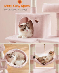 Songmics Multi-Tier Cat Tower, Cat Tree, Tall Cat Tower, Plush Cat Condo With Scratching Posts And Ramp, Jelly Pink - thumbnail 4