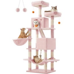 Songmics Multi-Tier Cat Tower, Cat Tree, Tall Cat Tower, Plush Cat Condo With Scratching Posts And Ramp, Jelly Pink - thumbnail 6