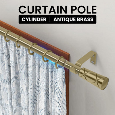 Ameha Cylinder Curtain Poles Extra Long & Durable Metal Extendable Curtain Rod( Antique Brass, 160-300Cm, 63 Inch-118 Inch) - image 1