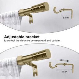 Ameha Cylinder Curtain Poles Extra Long & Durable Metal Extendable Curtain Rod( Antique Brass, 160-300Cm, 63 Inch-118 Inch) - thumbnail 6