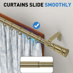 Ameha Cylinder Curtain Poles Extra Long & Durable Metal Extendable Curtain Rod( Antique Brass, 160-300Cm, 63 Inch-118 Inch) - thumbnail 3