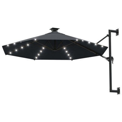 Berkfield Elegant Wall-Mounted Parasol With Leds And Metal Pole 300 Cm Anthracite - image 1