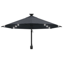 Berkfield Elegant Wall-Mounted Parasol With Leds And Metal Pole 300 Cm Anthracite - thumbnail 4