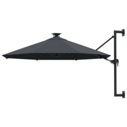 Berkfield Elegant Wall-Mounted Parasol With Leds And Metal Pole 300 Cm Anthracite - thumbnail 2