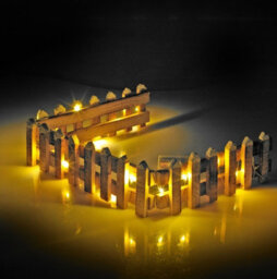 Urbn-Living Urbnliving 90Cm Led Light Wooden Snow Picket 2 Fence Brown Medium Size  Christmas Tree Xmas Skirt Stand Border Decor