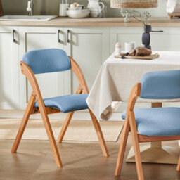 Sobuy Fst92-Bl,folding Chair Wooden Chairs Padded Seat Desk Chair Office Dining Chair,blue,w47Xd51Xh78 - thumbnail 2
