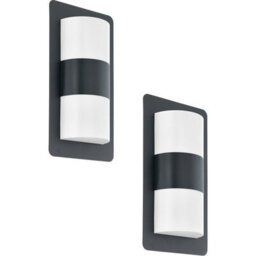 Set Of 2 Ip44 Outdoor Wall Lights In Anthracite - Modern Zinc Plated Steel Lanterns