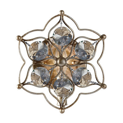 Elegant Bauhinia Crystal Wall Light With Burnished Silver Finish And Led E14 Bulb