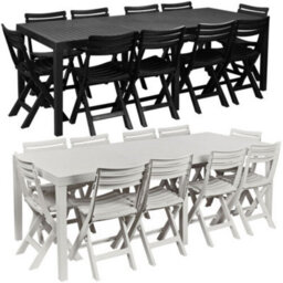 Urbn-Garden Urbn Garden Large 2.2M Adjustable Garden Dining Anthracite Picnic Table Patio Deck W/ 8 Matching Chairs - thumbnail 9