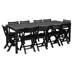 Urbn-Garden Urbn Garden Large 2.2M Adjustable Garden Dining Anthracite Picnic Table Patio Deck W/ 8 Matching Chairs - thumbnail 5