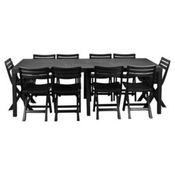 Urbn-Garden Urbn Garden Large 2.2M Adjustable Garden Dining Anthracite Picnic Table Patio Deck W/ 8 Matching Chairs - thumbnail 2