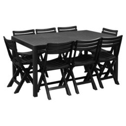 Urbn-Garden Urbn Garden Large 2.2M Adjustable Garden Dining Anthracite Picnic Table Patio Deck W/ 8 Matching Chairs - thumbnail 1