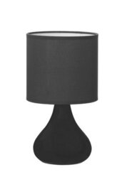 Orsina Grey Table Lamp, Curved Ceramic Base With Subtle Ribbed Detailing, Soft Fabric Shade For Ambient Lighting, - thumbnail 2