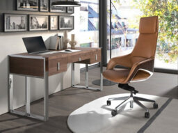 Angel Cerda Brown Leatherette Swivel Office Chair - thumbnail 4