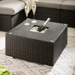 Furniturebox Uk Orlando Brown Rattan Garden Coffee Table + Ice Bucket - thumbnail 4
