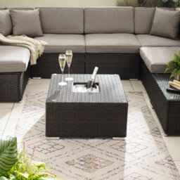 Furniturebox Uk Orlando Brown Rattan Garden Coffee Table + Ice Bucket - thumbnail 2