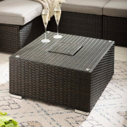Furniturebox Uk Orlando Brown Rattan Garden Coffee Table + Ice Bucket - thumbnail 3