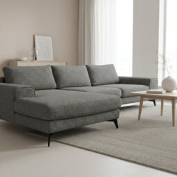 Abakus Direct Venice Chenille Corner Sofa In Dark Grey Left Facing With Deep Seats And Extra-Wide Padded Arms - thumbnail 3