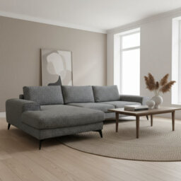 Abakus Direct Venice Chenille Corner Sofa In Dark Grey Left Facing With Deep Seats And Extra-Wide Padded Arms - thumbnail 4