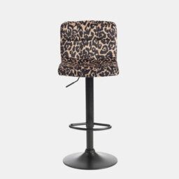 Ohs 2 X Leopard Print Velvet Adjustable Bar Stool Swivel Seat Kitchen Chair - thumbnail 2