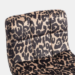Ohs 2 X Leopard Print Velvet Adjustable Bar Stool Swivel Seat Kitchen Chair - thumbnail 4