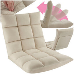 Tectake Recliner Snooze - 2 In 1 Armchair Or Lounger, Velvet, 14-Step Adjustable Backrest  - Beige, 1 - thumbnail 1