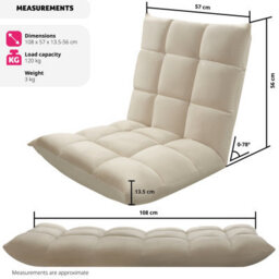 Tectake Recliner Snooze - 2 In 1 Armchair Or Lounger, Velvet, 14-Step Adjustable Backrest  - Beige, 1 - thumbnail 6