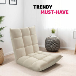 Tectake Recliner Snooze - 2 In 1 Armchair Or Lounger, Velvet, 14-Step Adjustable Backrest  - Beige, 1 - thumbnail 8